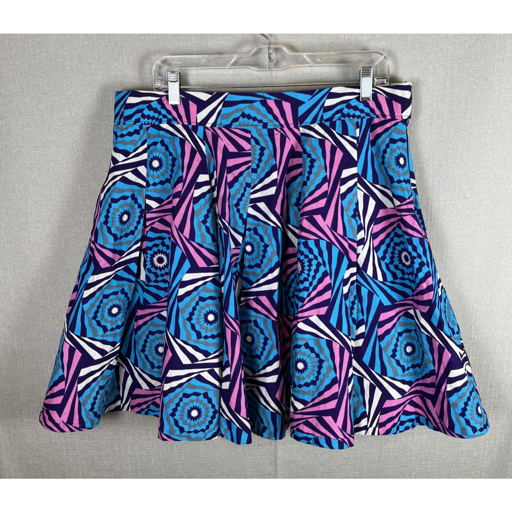 FRANCIS + BENEDICT Geometric Print Mini Skirt Womens Size Large Cotton Africa